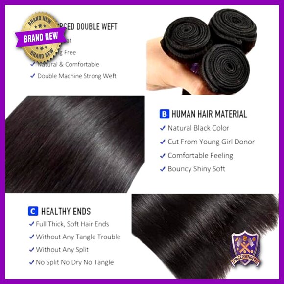 Straight Human Hair Bundles 14 16 18 Inch Brazilian Virgin Hair Extensions main image 5